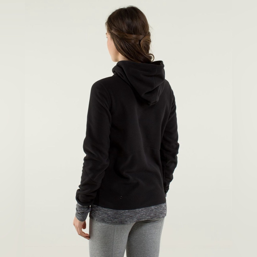 Lululemon Athletica Black/ Coco Pique Runaway Fleece Pullover Hoodie size XS EUC - Picture 2 of 14